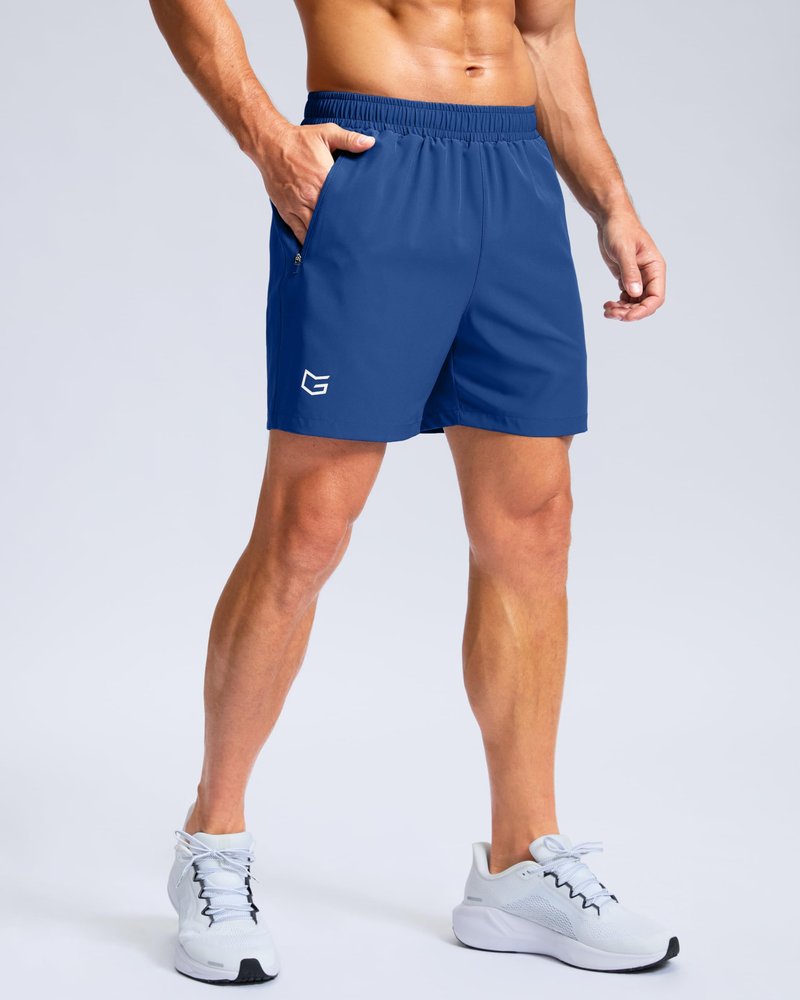G Gradual Men's Athletic Running Shorts with Zipper Pockets Quick Dry 7"/ 5"/ 9" Workout Gym Shorts for Basketball Hiking(Royal Blue,5XL)