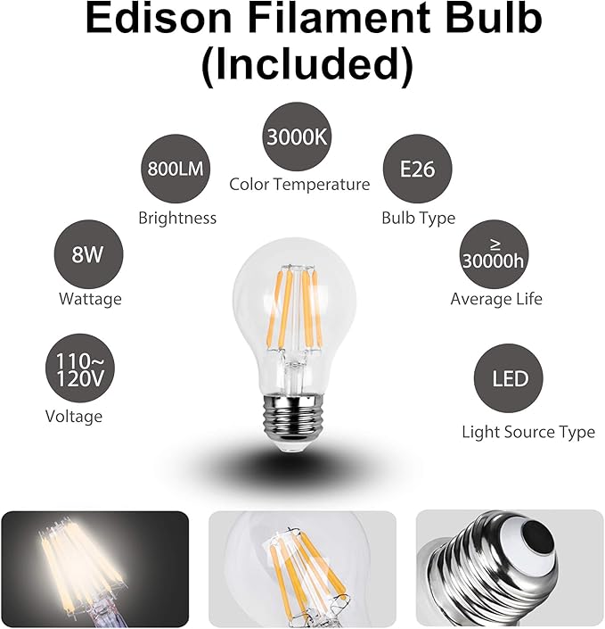 FUDESY 1-Pack 15 1/3" High Classic Outdoor Wall Lantern, 3000K Dimmable LED Edison Filament Bulb Included, Anti-Corrosion Plastic Materials, Black, FDS2542EB1