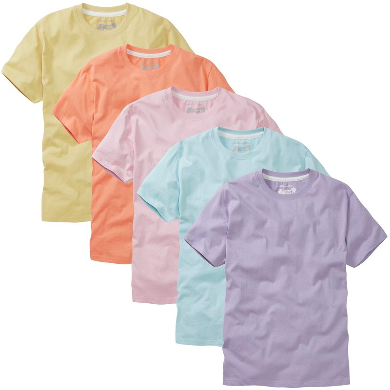Charles Wilson Men's 5 Pack Midweight Crew Neck T-Shirt (X-Large, Summer Essentials)
