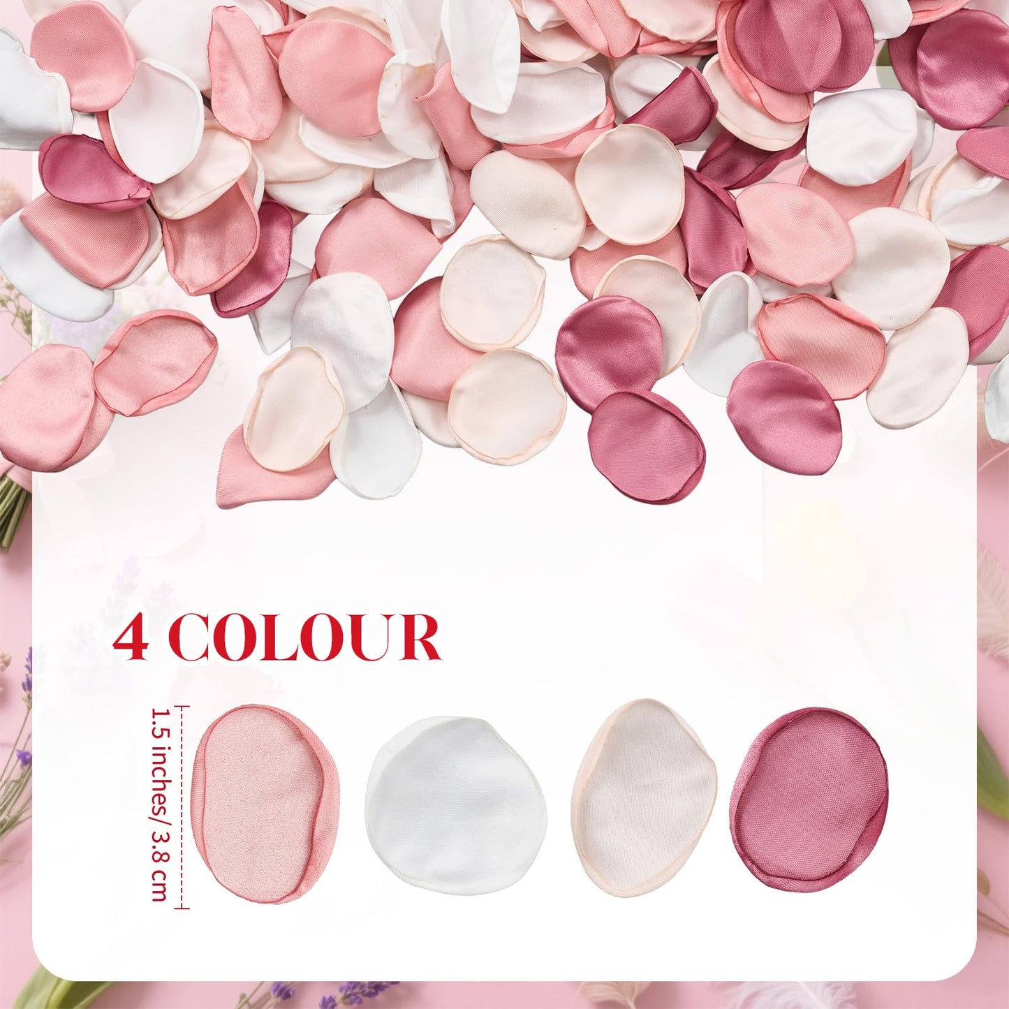Boao 600 Pcs Silk Rose Petals with 3.3 x 65.6 ft White Carpet Floor Runner Artificial Pink Rose Petals and White Aisle Runner Carpet Rug for Wedding Christmas Anniversary Party Decorations