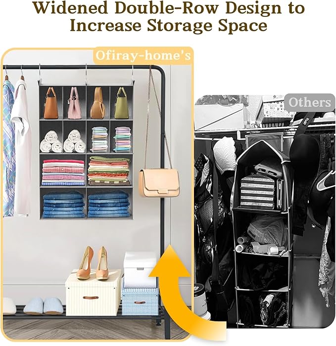 4 Tier Hanging Closet Organizer, 12 Compartments Sweater Organizer