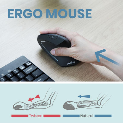 Perixx PERIMICE-713 Wireless Ergonomic Vertical Mouse - 800/1200/1600 DPI - Right Handed - Recommended with RSI User