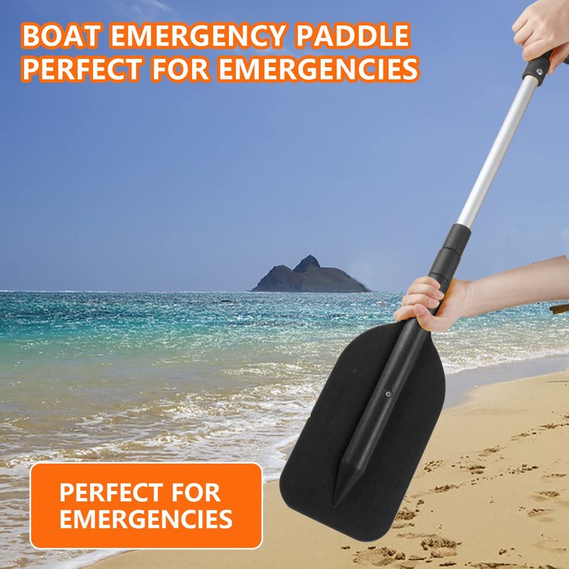 VEITHI Boat Paddle Telescoping Collapsible Oar for Boat Anti Slip Aluminum Plastic Canoe Paddles 2 Pack Small Tubing Floats Oars Row and Safety Boat Accessories for Kids and Adults(Black)