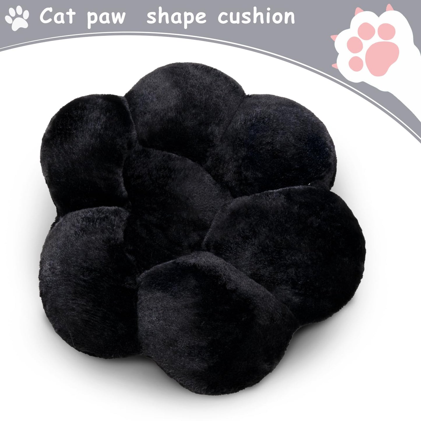 DOBUONO Cat Paw Cushion Kawaii Office Chair Cushion Comfy Plush Gaming Chair Cushion Kawaii Seat Cushion for Girl, Cute Gaming Accessories Room Bedroom Decorate 28"x 24" (Black)