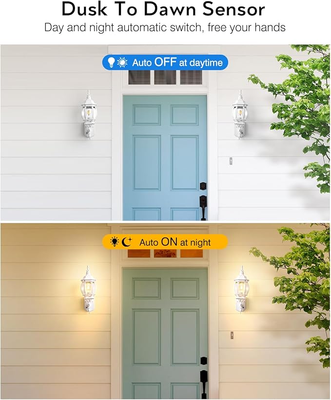 VIANIS 2 Pack Outdoor Sconce Lighting, White Exterior Wall Lights for House, Modern Dusk to Dawn Porch Lights Lantern Light Fixture, Anti-Rust Waterproof Garage Outside Lights for Patio Wall Mount