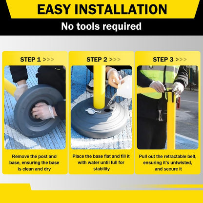 Vilnow 10 ft Crowd Control Stanchion Set, Yellow Crowd Control Barrier with Retractable Belts & Water-Filled Base, Queue Management Stanchion (6 Pack)