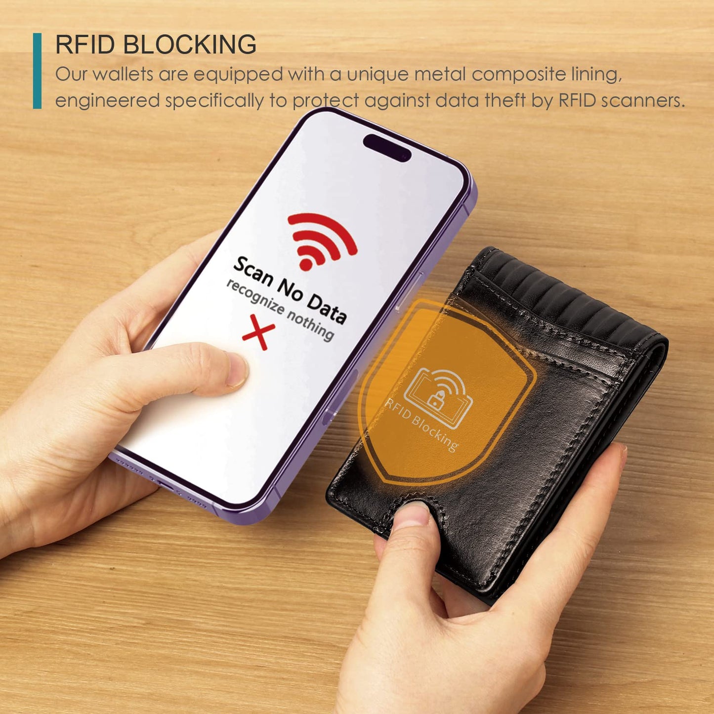 Pefiam Full Grain Leather Wallets for Men, Bifold Wallets for Men, Mens Leather Wallets with 12 Slots, RFID Blocking, Gifts for Men (USA Flag, Black)