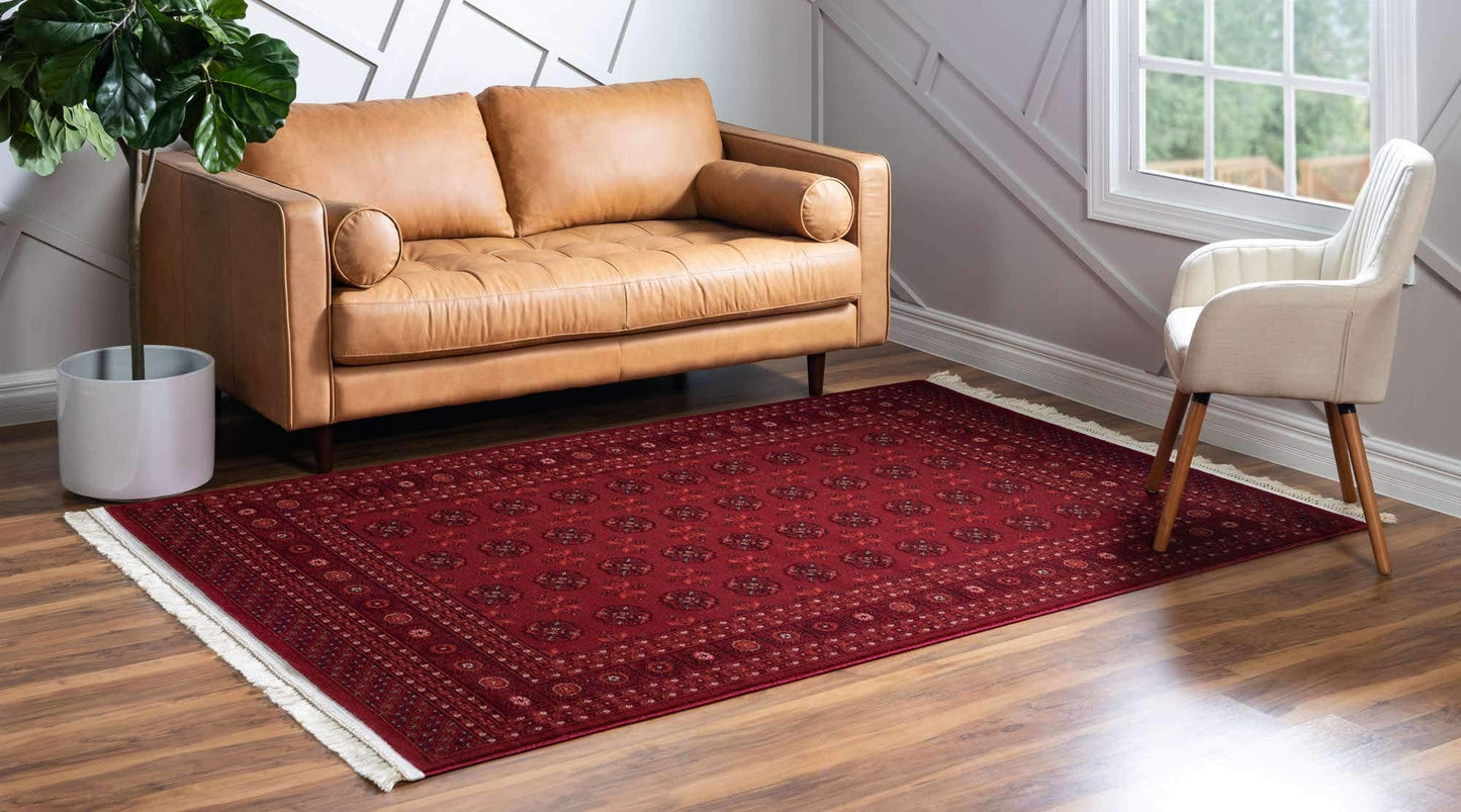 Unique Loom Tekke Collection Over-Dyed Saturated Traditional Torkaman Area Rug, 8 ft x 11 ft, Red/Burgundy