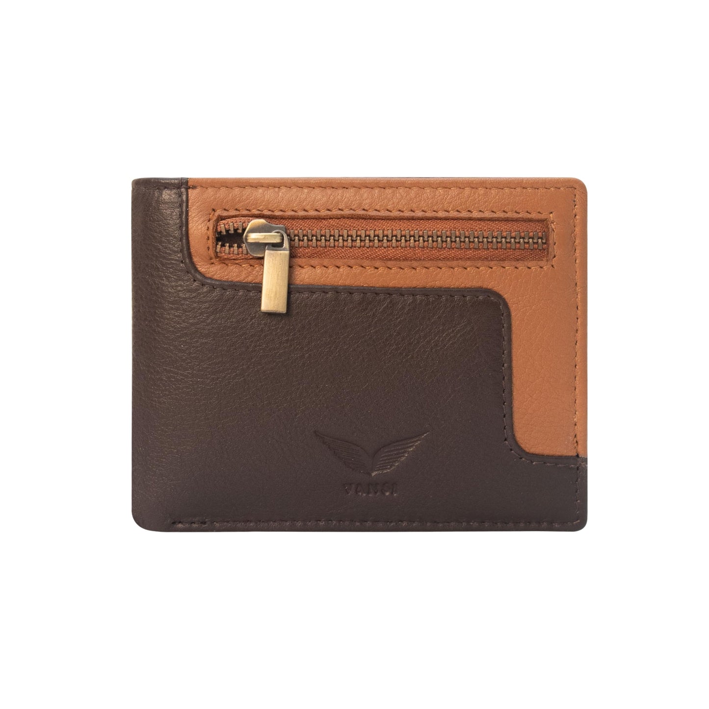 VANSI Genuine Leather Classic BiFold Design Wallet and Card Holder for Men (BROWN)