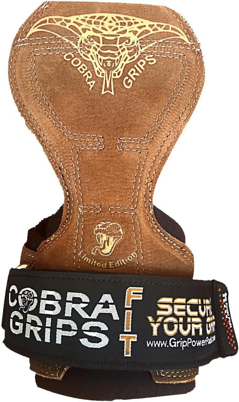 Cobra Grips FIT Leather Weight Lifting Gloves - Heavy Duty Straps for Deadlifts | Adjustable Neoprene Padding