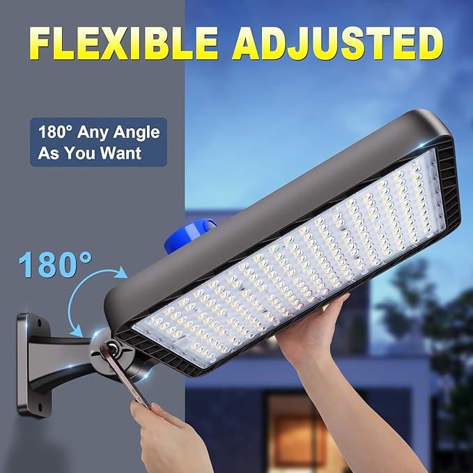 240W LED Parking Lot Light, with Dusk to Dawn 150LM/W Super Bright Outdoor Shoebox Street Lights IP65 Commercial Security Area Flood Lighting with Adjustable Bracket Heavy-Duty 100-277V