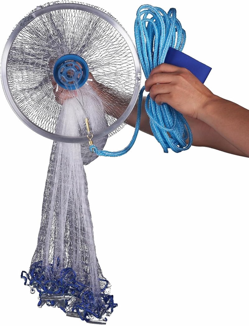 Fishing Net - Saltwater Cast Net with Aluminum Ring | Minnow Trap, 3FT to 12FT Sizes