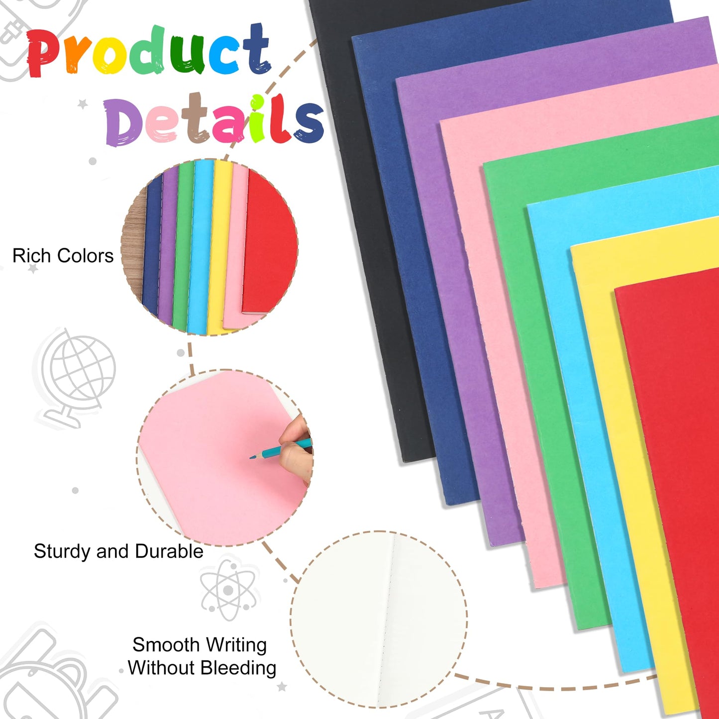 miikoul 24 Pack A5 Blank Journal Notebooks in Bulk, Colorful Soft Cover Unlined Paper for Kids Student Traveler Drawing Writing Take Notes and Plan, 8.3x5.5 Inches, 80 GSM, 60 Pages/30 Sheets