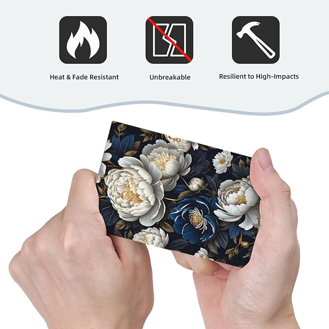 White Gold Blue Flower Light Switch Covers No Device Wall Plate 1 Gang Decorative Blank Switchplate Electrical Faceplate for Country Living Bedroom Decor