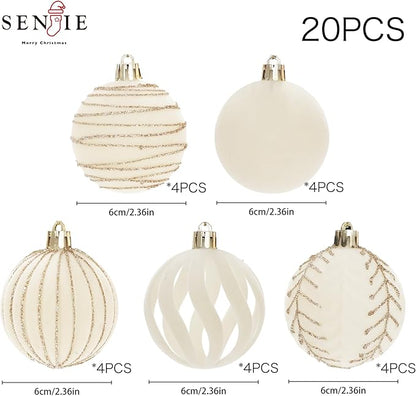 20PCS Velvet Ornaments for Christmas Tree, 2.36INCH Glitter Flocked Christmas Ornaments Decorations Balls Set Decor