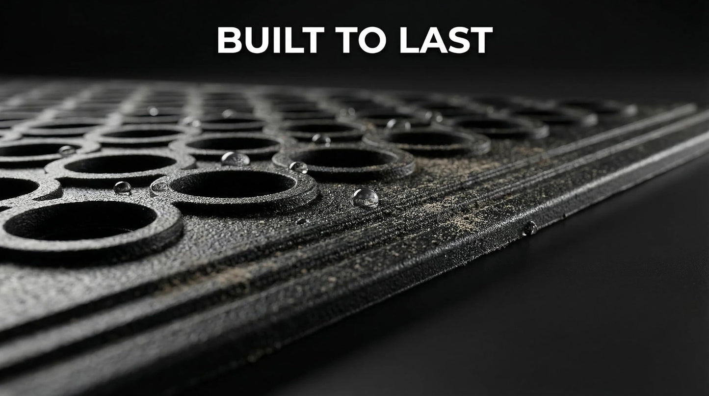 Lovinland Large Rubber Doormat for Outside - 60 x 35 Heavy Duty Outdoor Drainage Mat with Holes - Anti Slip Floor Mat for Commercial Kitchen, Pool, Restaurant, Garage, Bar, Entrance, Wet Area, Garden