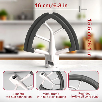 Flex Edge Beater for KitchenAid 4.5/5 Qt Tilt-Head Mixer – Flexible Silicone Edge kitchen aid paddle attachments, Auto-Scrape Bowl Scraper, For Kitchen Aid Accessories and Attachments (Gray)
