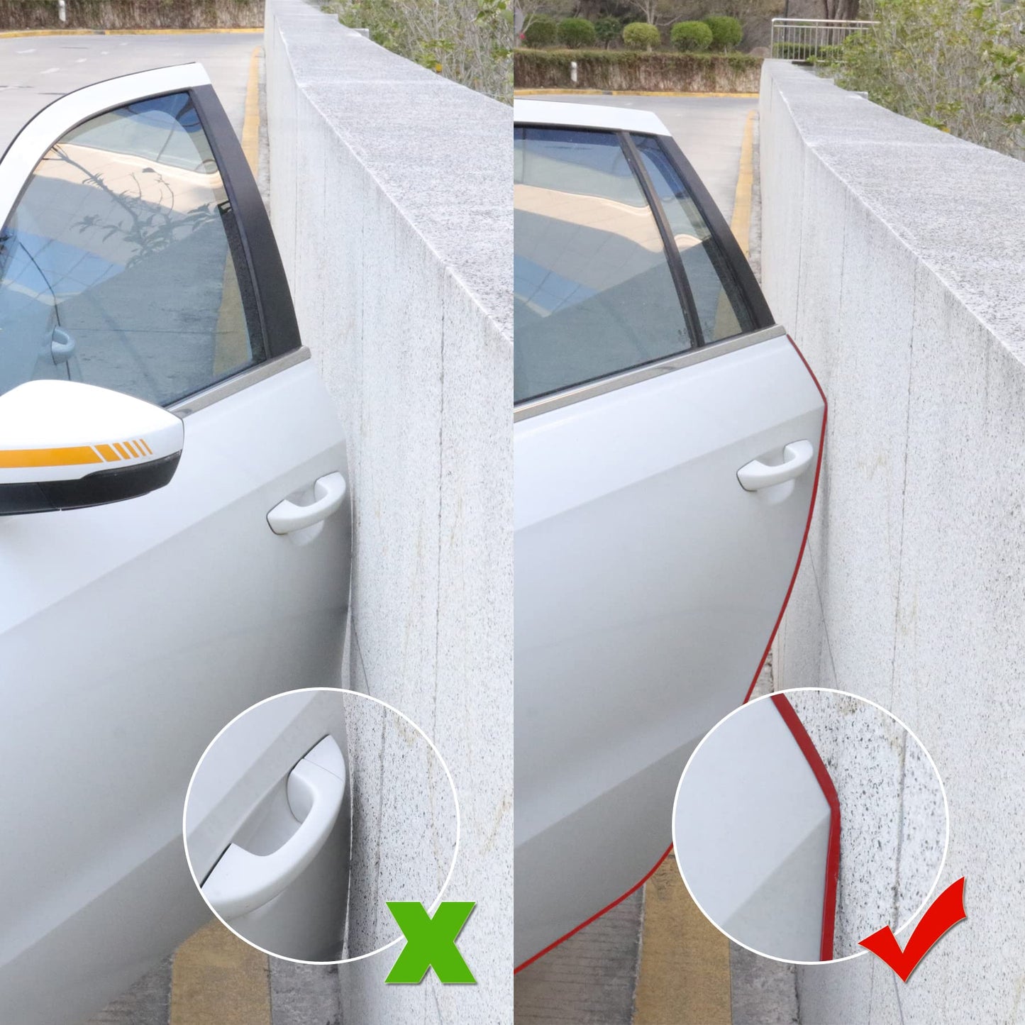 SINGARO 16.4Ft (5M) Car Door Edge Guard, No Glue Car Door Entry Guard Protective Strip, Rubber Edge Trim Car Door Protector, Applicable to Car, Truck, SUV and ATV, Car Exterior Accessories（Red）