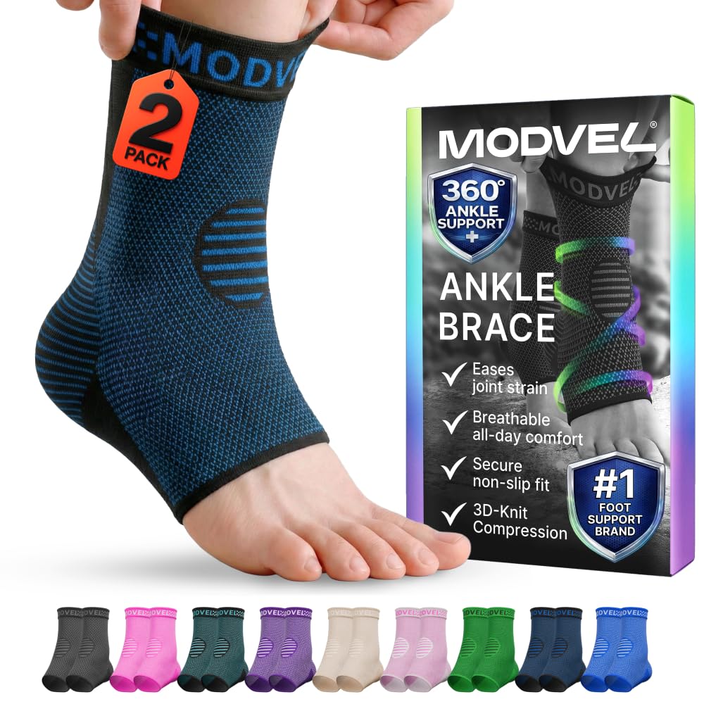 Modvel Foot & Ankle Brace Socks for Sprained Ankle Compression Sleeve - Foot Support for Women & Men - Tendonitis & Arthritis Ankle Brace Sports Running, Torn Ligaments & Women Stabilizing Ankle Wrap