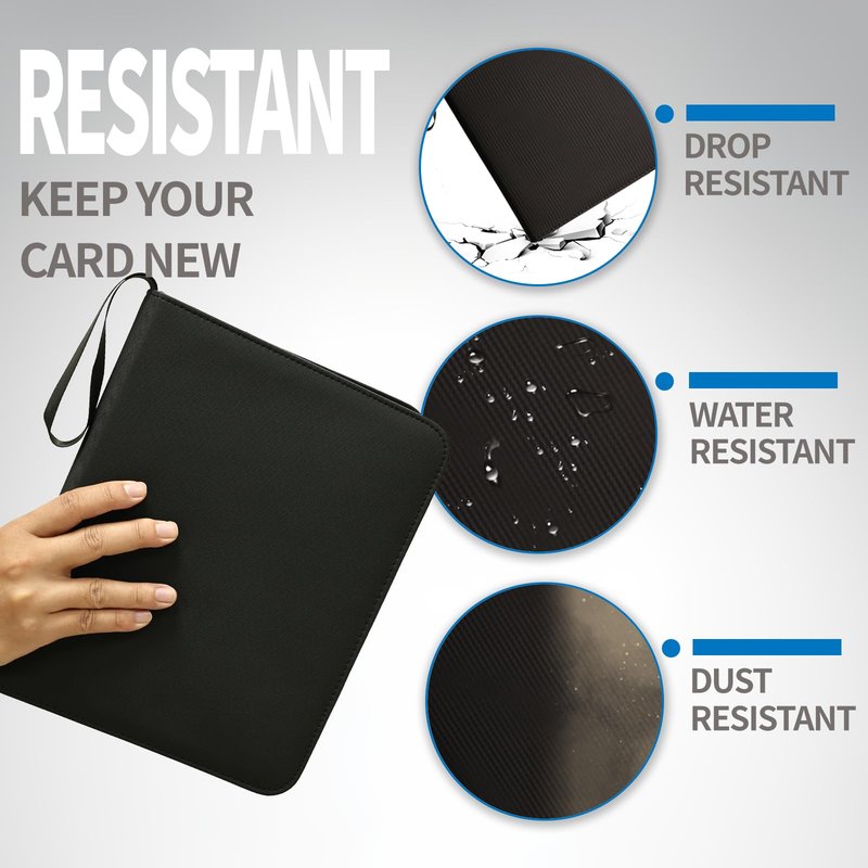 Card Binder for Toploaders,Portable 4 Pockets Trading Card Holder Albums for Sports, Trading, and Gaming Cards Black