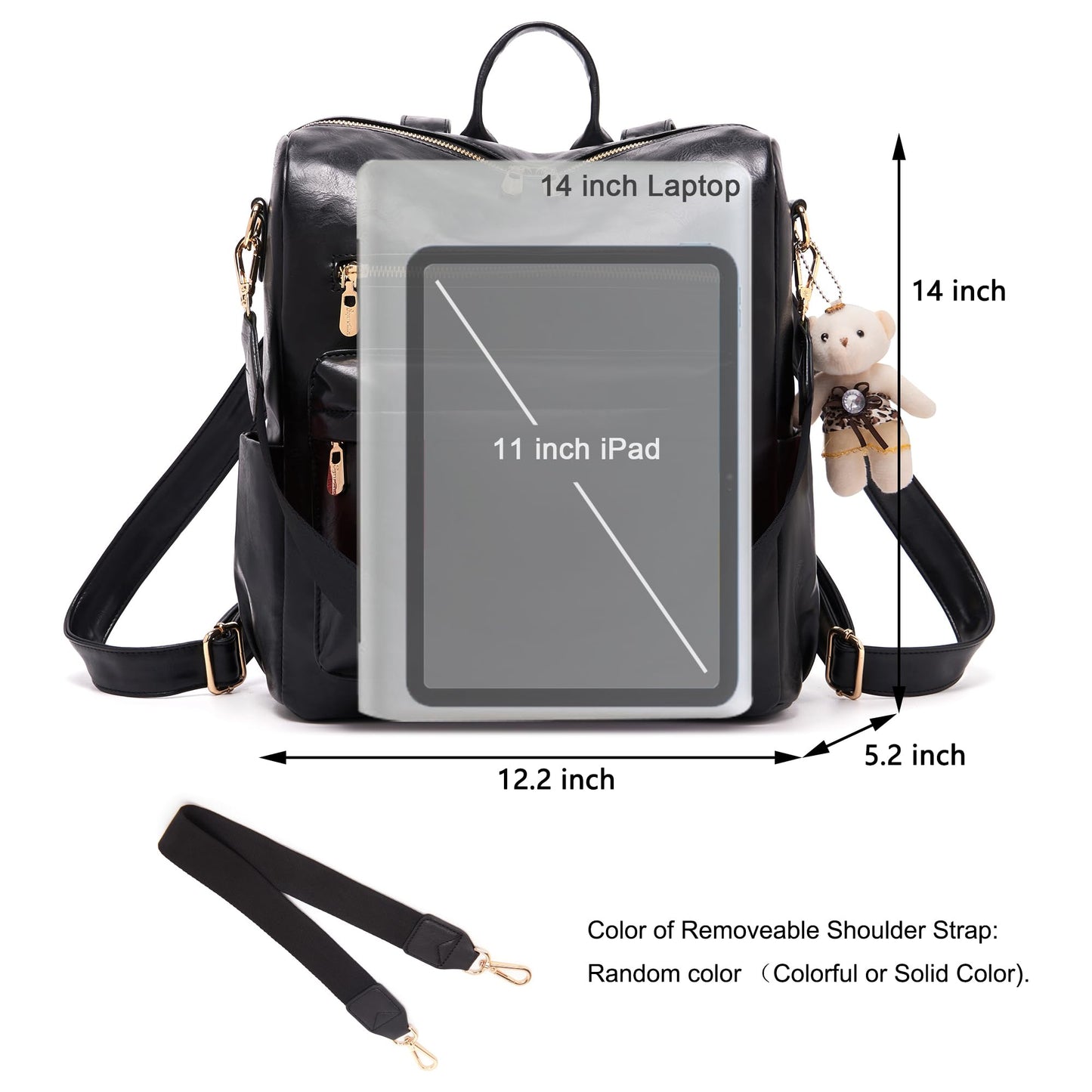 Soperwillton Women Backpack Purse Multipurpose Design Handbags Shoulder Bag PU Leather Travel bag Backpack Set 2pcs