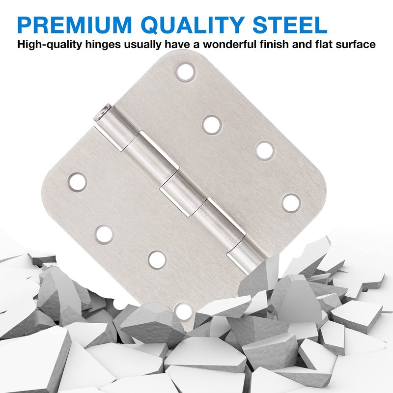 18 Pack 4 Inch Nickel Door Hinges Satin/Brushed Nickel Door Hinges 4 in x 4" Exterior Interior Door Hinge for Stardand Doors Stall,Front,Closet,Silver Residential Hinge Iron Bifold Door Hinge