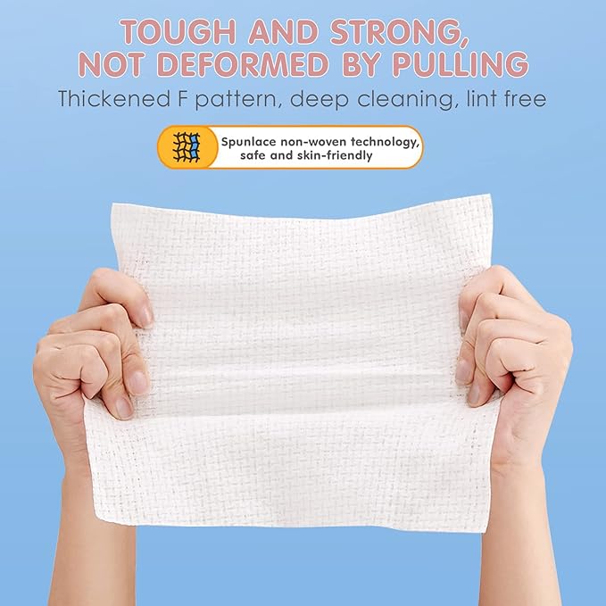 Disposable Face Towel Dry Wipes, 100% Cotton Facial Tissue, Lint Free Facial