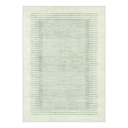 Morebes Sage Green Rug for Living Room, 5x7 Washable Area Rug for Bedroom Non Slip Modern Striped Boy Room Rug, Stain-Resistant Geometric Low Pile Soft Carpet for Nursery Dining Room