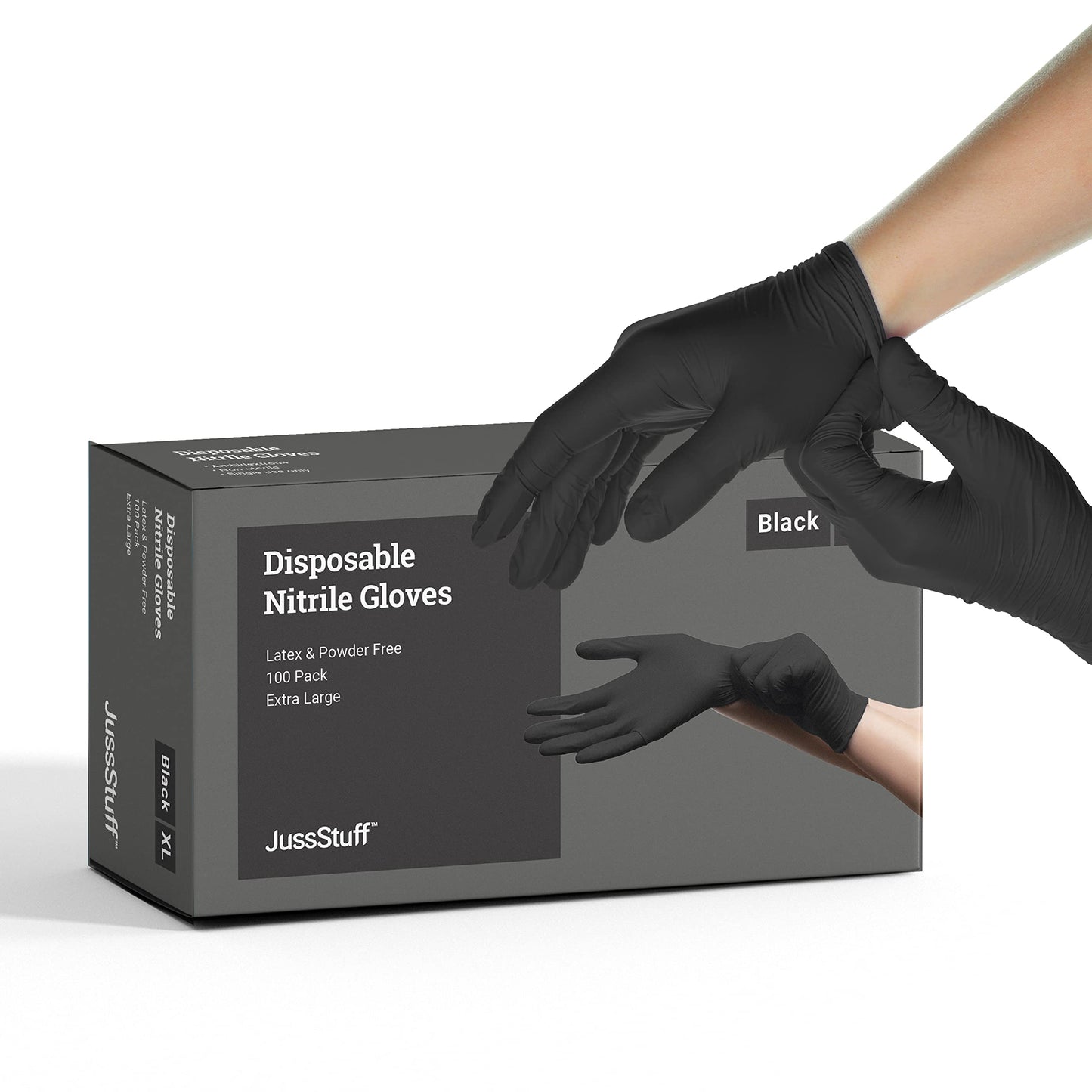 Black Nitrile Gloves X Large, 100 Gloves Disposable Latex Free Powder Free - Food Safe Gloves, Cooking, Cleaning, Beauty Salon, Home and Industrial