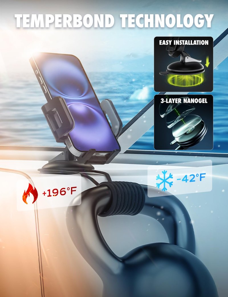 XVenture Bracketron Griplox Waterproof Phone Mount for Boats – Marine Suction Cup Holder with Sealed Case, Secure Boat/Kayak/Jet Ski Phone Holder, Fits Smartphones up to 6.75"