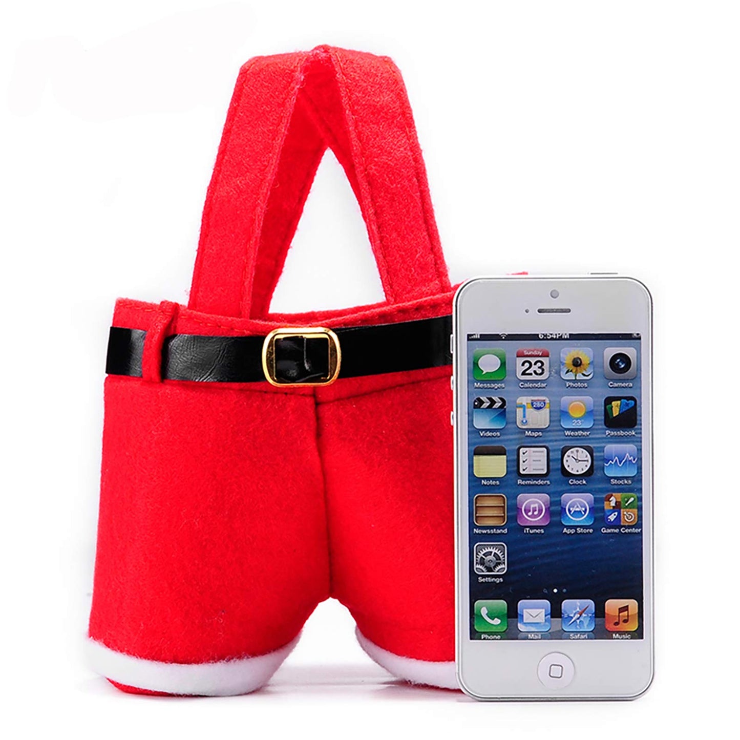MSQ 6PCS Christmas Decorations Gift Bags Candy Bags Santa Pants Style Lovely Treat Bags for Wedding Holiday New Year Holiday