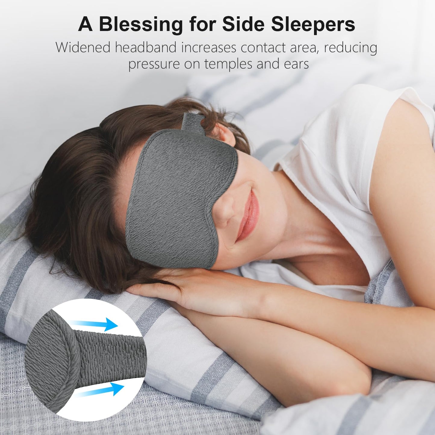 Gritin 100% Blackout Sleep Eye Mask for Women Men, Zero Pressure Sleeping Mask - Ergonomic Design 3D Cutout Eye Movement and Eyelash Friendly Night Blindfold, Ultra Soft Comfortable for Sleeping
