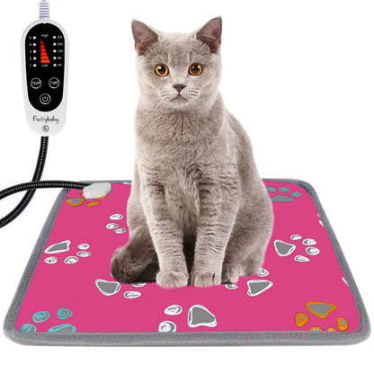 furrybaby Pet Heating Pad, Waterproof Dog Heating Pad Mat for Cat with Durable Anti-Bite Tube Indoor for Puppies Dogs Cats (1 Pack Black, 17 X 17in, Temp Adjustable)