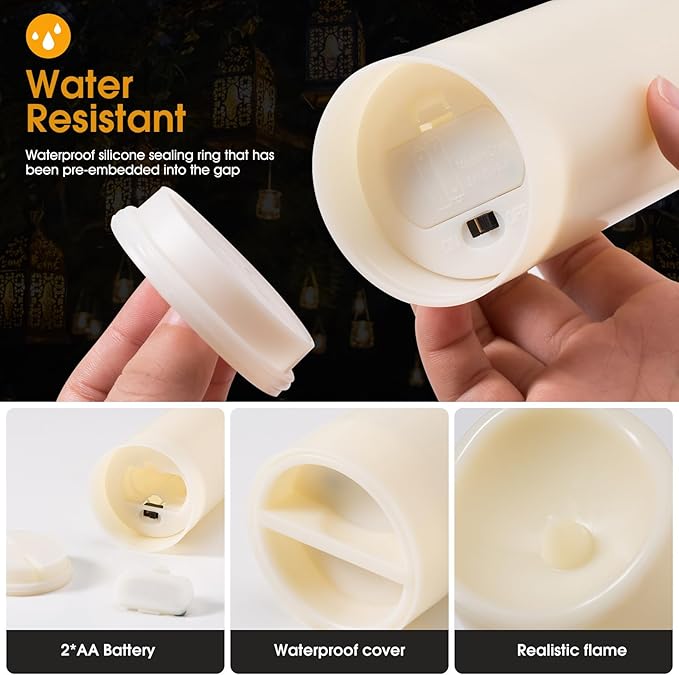 12-Pack LED Flameless Candles with Remote Control - Battery Operated, Timer, Dimmable, 3D Flame Flickering , Perfect for Halloween Christmas Parties,Wedding,Home Decor ,Gift and Special Occasions