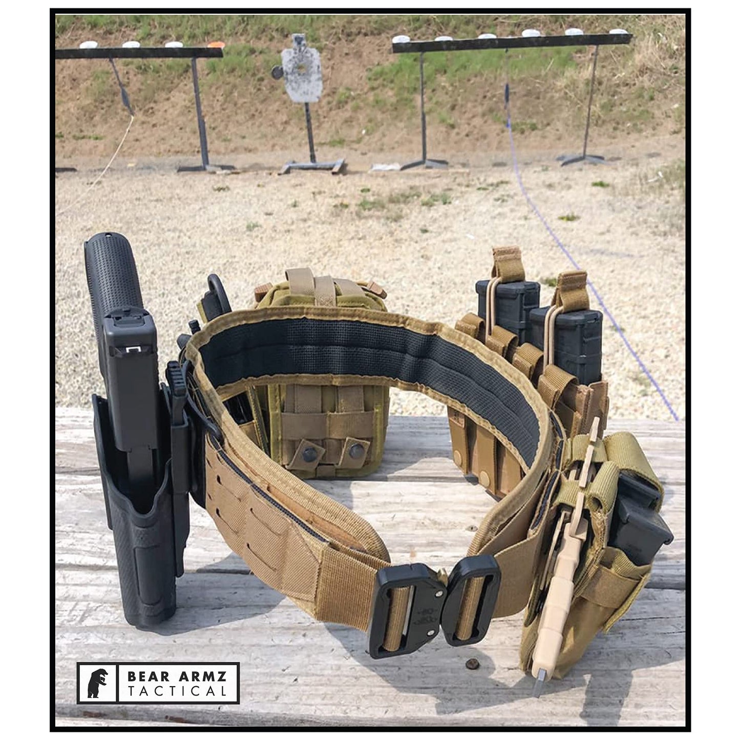 Bear Armz Tactical Battle Belt | Heavy Duty Nylon Belts | Molle Riggers Belt | American Company (Tactical Black, M- Medium)