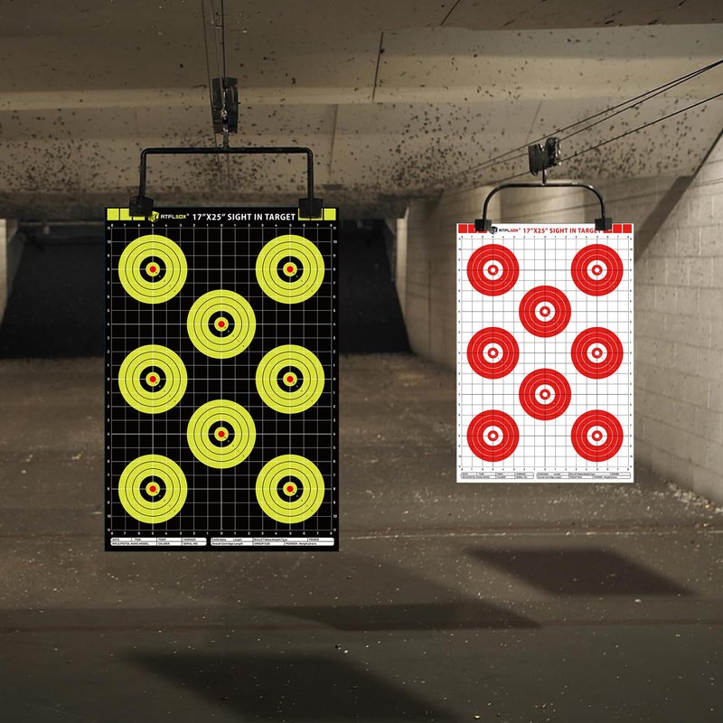 Atflbox Sight in Shooting Range Paper Target, 17X25 Inch Paper Red Bullseye Shooting Targets Suitable for Handgun, Rifle, Pellet Gun, Airgun, BB Guns, Airsoft (25 Pack)