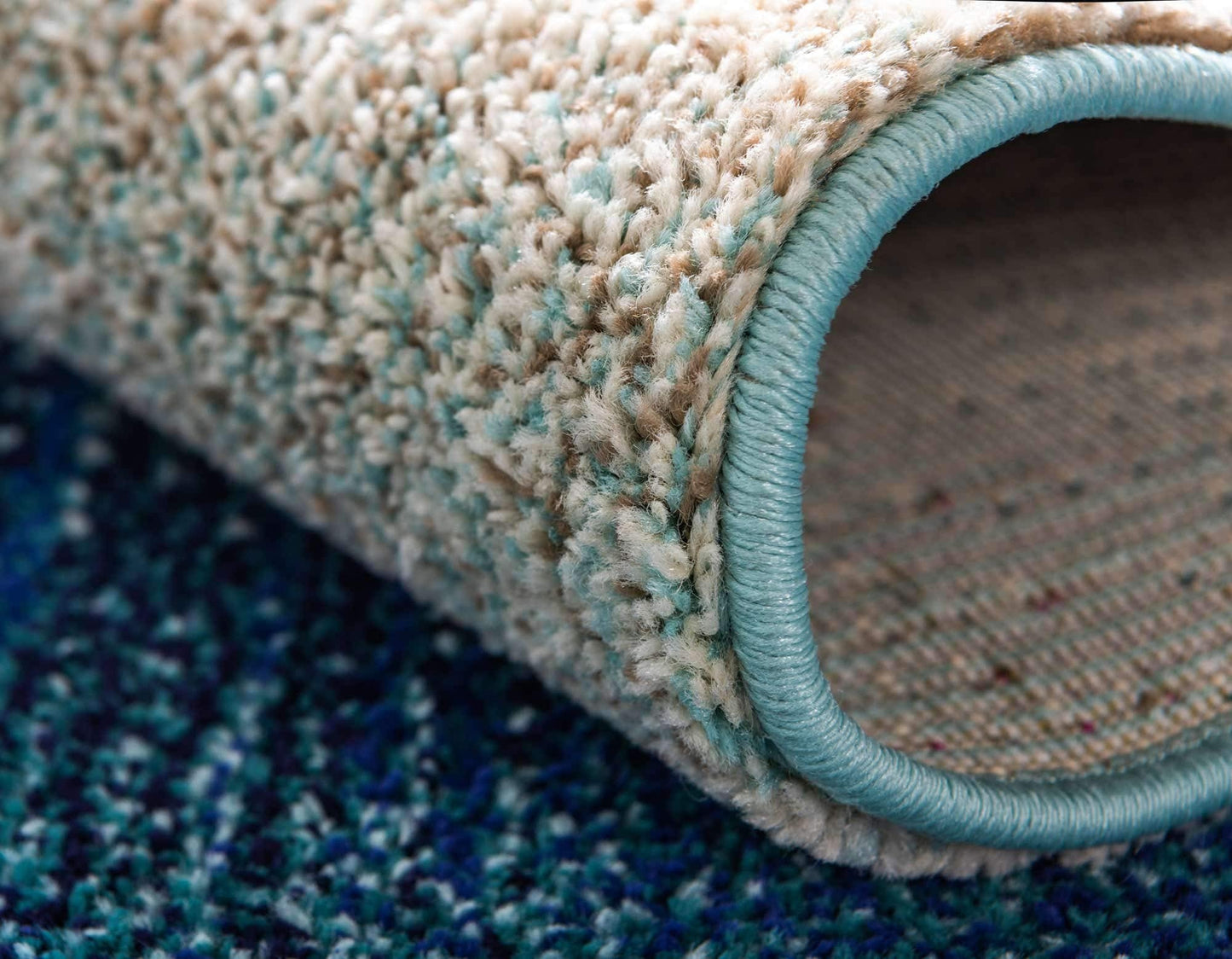 Unique Loom Estrella Collection Distressed, Gradient, Dark Colors, Abstract, Modern Area Rug (5' 0 x 8' 0 Rectangular, Blue/Beige)