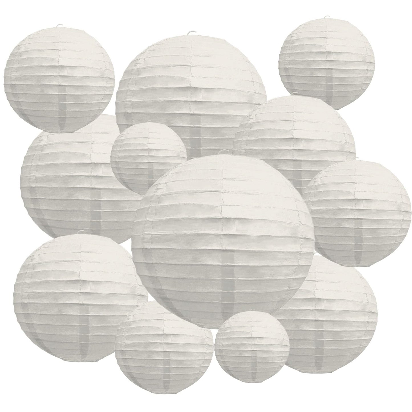 20Pcs Gray Paper Lanterns for Parties, 6” 8” 10” 12” Chinese Asian Hanging Round Paper Lanterns for Birthday Wedding Halloween Christmas Home Decor Party Decor