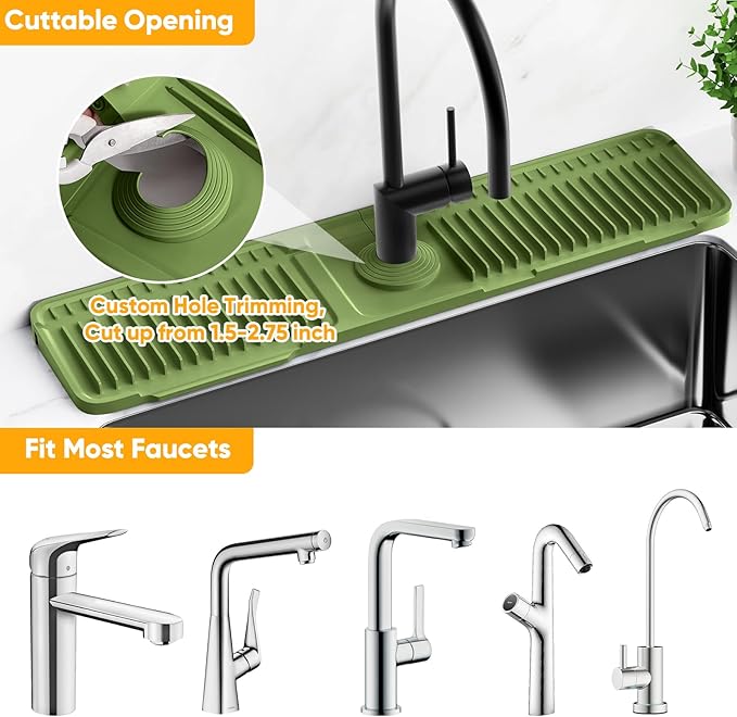 24'' Longer Faucet Mat for Kitchen Sink Splash Guard Kitchen Sink Faucet Mat