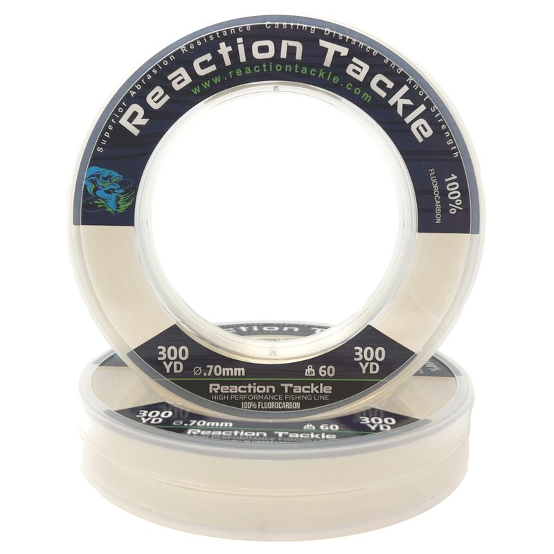 Reaction Tackle 100% Pure Fluorocarbon Fishing Line - High Strength, Abrasion-Resistant, Fast-Sinking, Virtually Invisible - Saltwater and Freshwater Leader Line - Clear - 4LB 300 Yards