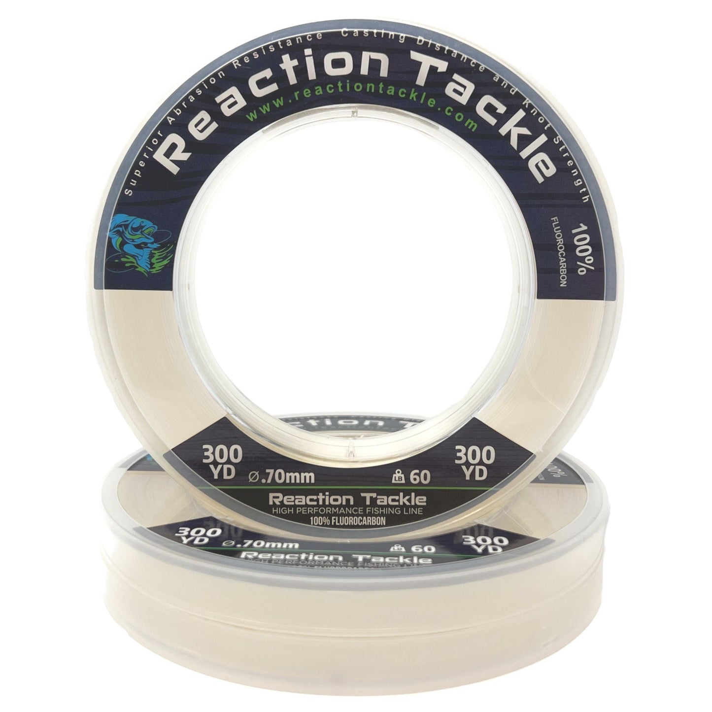 Reaction Tackle 100% Pure Fluorocarbon Fishing Line - High Strength, Abrasion-Resistant, Fast-Sinking, Virtually Invisible - Saltwater and Freshwater Leader Line - Clear - 30LB 300 Yards