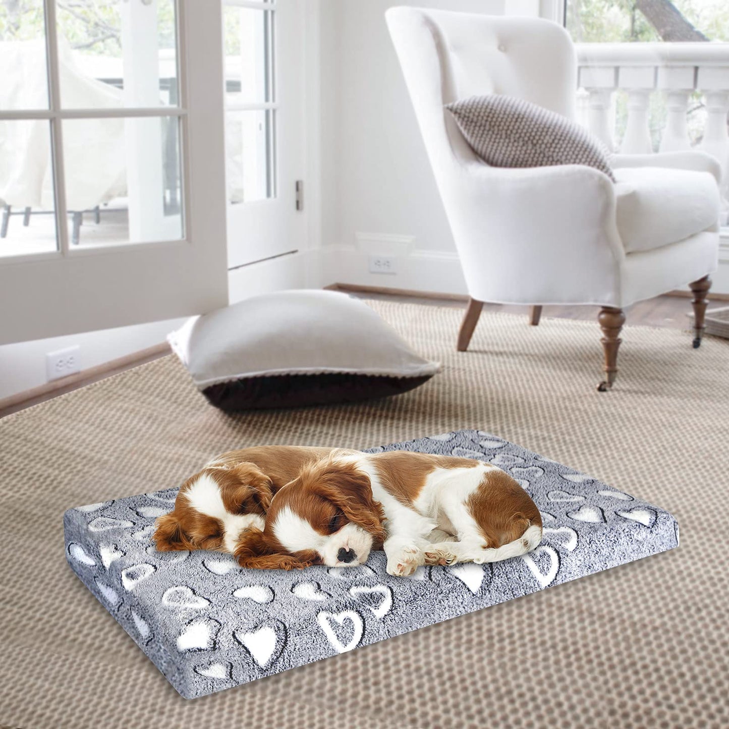 VANKEAN Dog Crate Mat - Reversible Cool & Warm Stylish Bed, Waterproof & Machine Washable, Supports Small to XXL Dogs, Grey