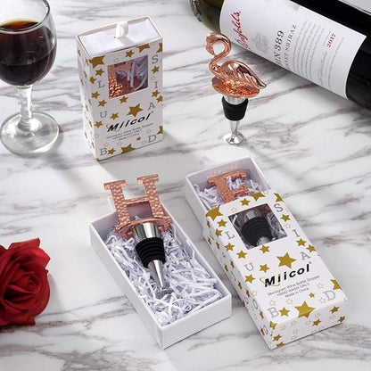 Miicol Wine Stopper, Prosecco Topper, Personalised Champagne Stopper, Rose Gold Wine Bottle Accessories, Wine Lovers Gift, Monogram Gift, Letter H