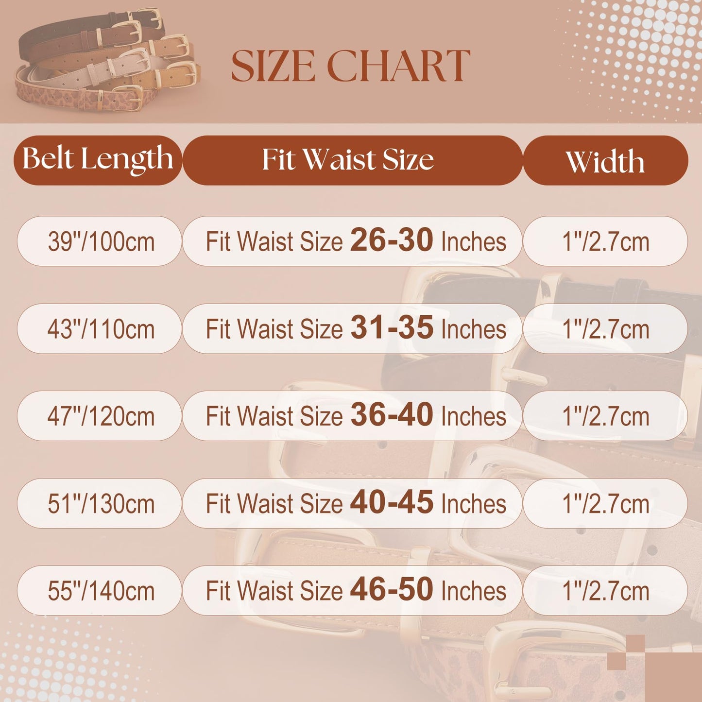 SANSTHS Women Suede Leather Belt for Dresses Jeans Fashion Retro Gold Buckle Ladies Waist Belts,Coffee,S