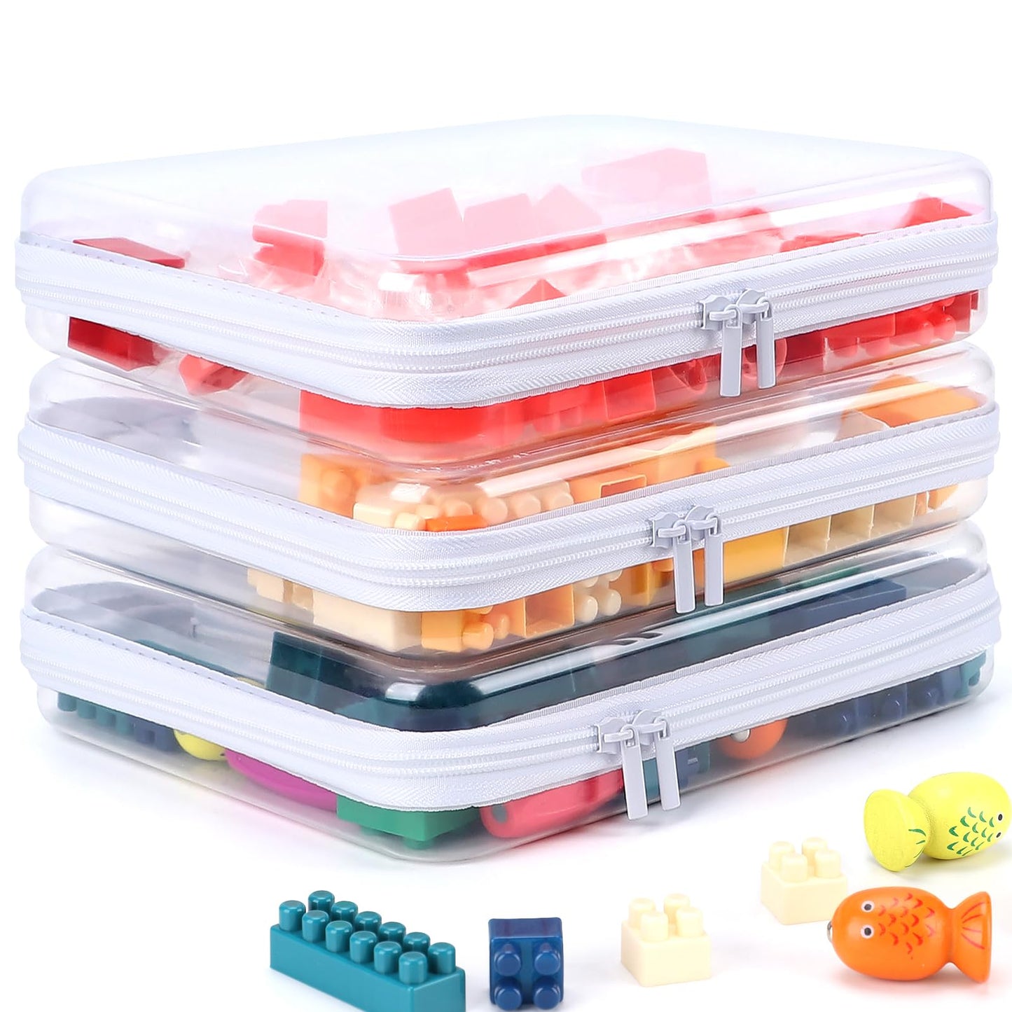 YOPCDJ 3 Pack Clear Hard Shell Zipper Case, Clear Zipper Pouches Waterproof Makeup Organizer & Travel Toiletry Bag, Diaper Bag Organizing Pouches, Plastic Pouch for Office Home Storage, Large Size