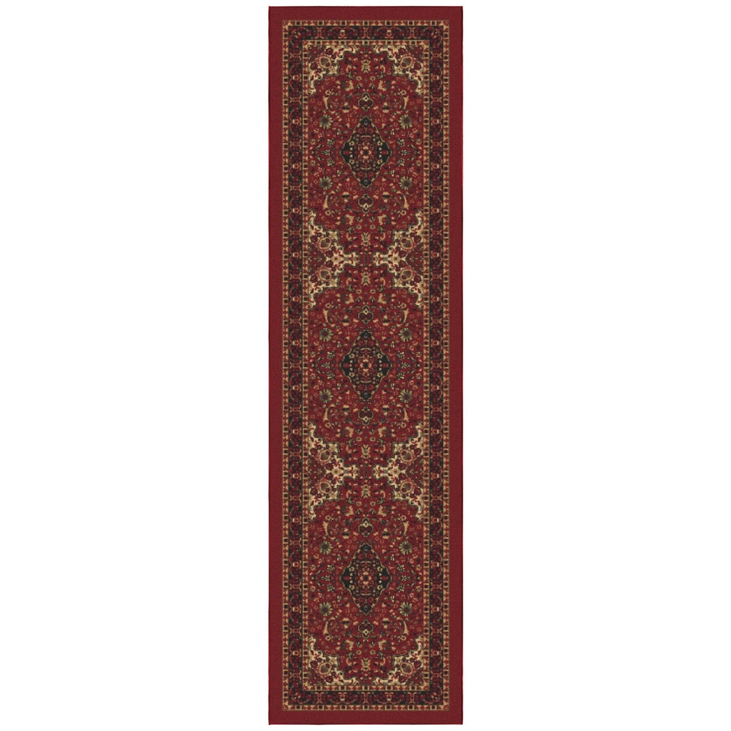 Ottomanson Hallway Runner Rug 2'7" x 9'6" Non Slip Oriental Area Rugs Easy to Clean Laundry Rug Runner Durable & Pet Friendly Floor Carpet Runners for Hallways Entryway Living Room Kitchen, Red