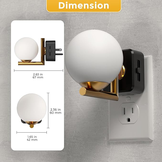 L LOHAS LED Night Lights Plug Into Wall, Dusk to Dawn Sensor, Soft White 3000K Nightlight, 0-100LM Adjustable Brightness, 180°Rotating Plug in Night Light for Bathroom, Hallway, Bedroom, Stairway