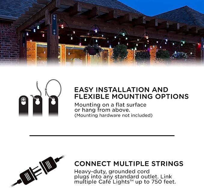 Commercial Grade 96FT LED Outdoor String Lights with Remote Control - Shatterproof Waterproof Color Changing Christmas Lights, Dimmable for Patio, Garden, Wedding Decor