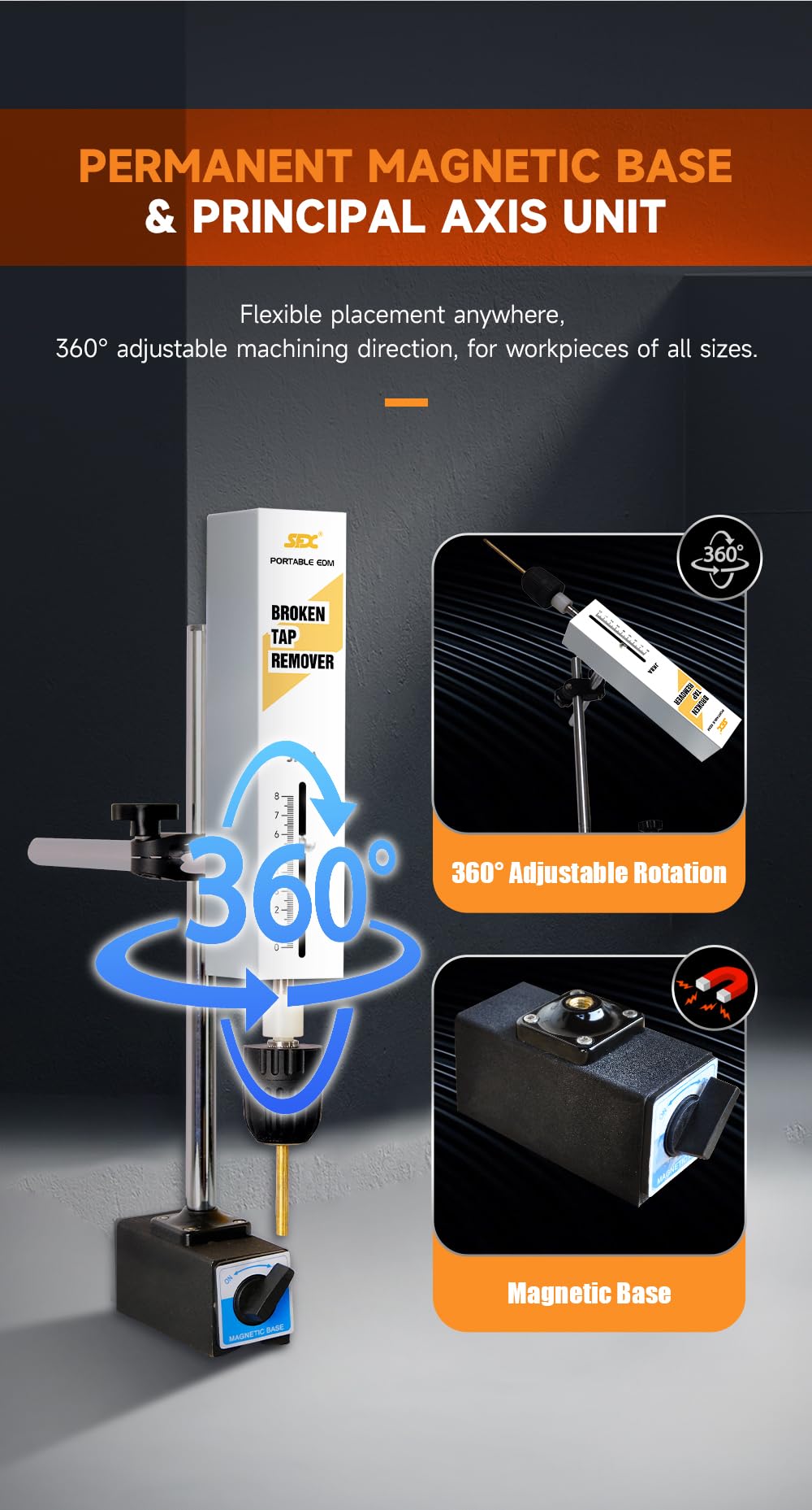 2000W 110V Tap Burner Tap Disintegrator Portable EDM Broken Tap Remover Hard Tool Remover Tap Burning Machine Manual Up&Down(Depth Setting)