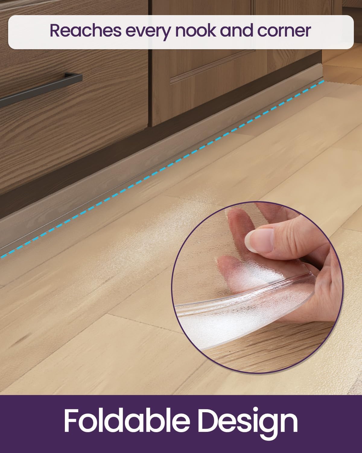 DEXI Plastic Kitchen Runner Rug Ultra Thin 24x108, Vinyl Floor Protector Mat Waterproof, Clear Carpet for Indoor Laundry Hallway Front Sink Foldable